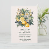 Invitation Aquarelle vintage Mariage d'agrumes d'été (Debout devant)