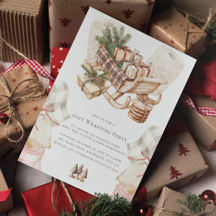 Invitation Aquarelle Vintage Noël Fête d'enveloppement Cadeau