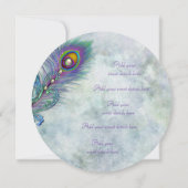 Invitation Aquarelle Vintage Peacock Mariage Menu (Dos)