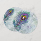 Invitation Aquarelle Vintage Peacock Mariage Menu (Devant / Derrière)