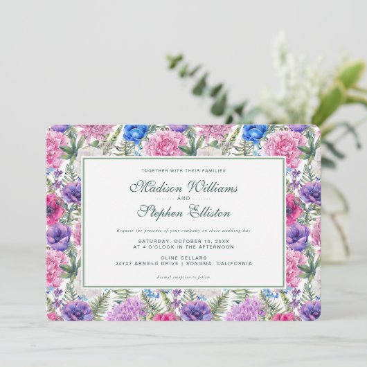 Invitation Aquarelle Vintage| Peony - Mariage (Debout devant)