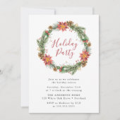 Invitation Aquarelle vintage Poinsettia Wreath Fête (Devant)