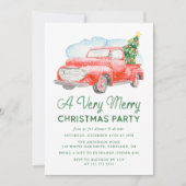 Invitation Aquarelle Vintage ramassage Camion fête de Noël (Devant)