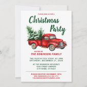 Invitation Aquarelle Vintage Rouge Truck Noël (Devant)