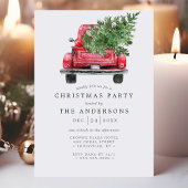 Invitation Aquarelle Vintage Rouge Truck Noël