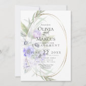 Invitation Aquarelle Violet Anémonique Floral Oval Frame (Devant)