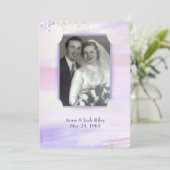 Invitation aquarelle violet cadre pour renouvellement de voeu (Debout devant)