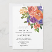 Invitation Aquarelle violet de corail moderne Mariage floral (Devant)