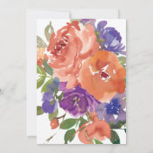 Invitation Aquarelle violet de corail moderne Mariage floral (Dos)