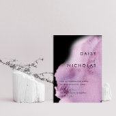 Invitation Aquarelle violet et Mariage noir