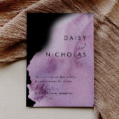 Invitation Aquarelle violet et Mariage noir