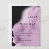 Invitation Aquarelle violet et Mariage noir (Devant)