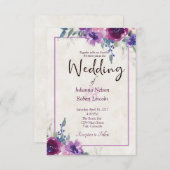 Invitation Aquarelle violet et mauve fleurs mariage invita (Devant / Derrière)