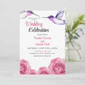 Invitation Aquarelle violet et rose Mariage de colibri (Debout devant)