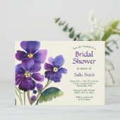 Invitation Aquarelle violet Fête des mariées (Debout devant)