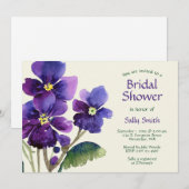 Invitation Aquarelle violet Fête des mariées (Devant / Derrière)