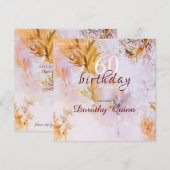 Invitation Aquarelle violet Feuilles d'automne Anniversaire (Devant / Derrière)