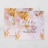 Invitation Aquarelle violet Feuilles d'automne surprise Anniv (Devant / Derrière)