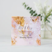 Invitation Aquarelle violet Feuilles d'automne surprise Anniv (Debout devant)