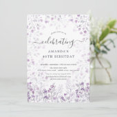 Invitation Aquarelle violet Fleur sauvage fête d'anniversaire (Debout devant)