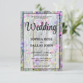 Invitation Aquarelle violet fleur sauvage mariage rustique (Debout devant)