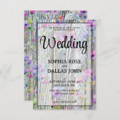 Invitation Aquarelle violet fleur sauvage mariage rustique (Devant / Derrière)