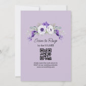 Invitation aquarelle violet fleuri code qr rsvp mariage (Dos)