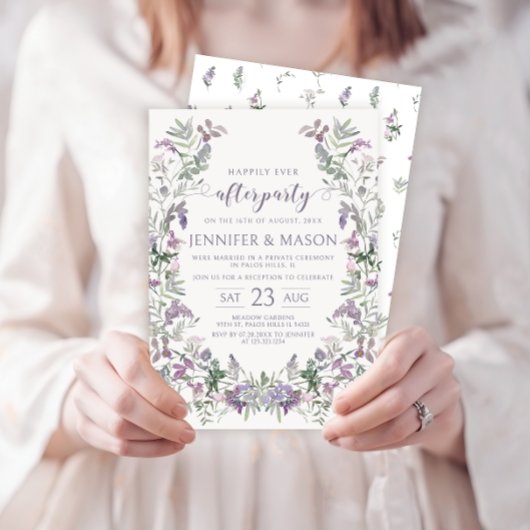 Invitation Aquarelle violet fleuri courre mariage bohème