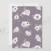 Invitation Aquarelle Violet Fleurs Baptême (Dos)