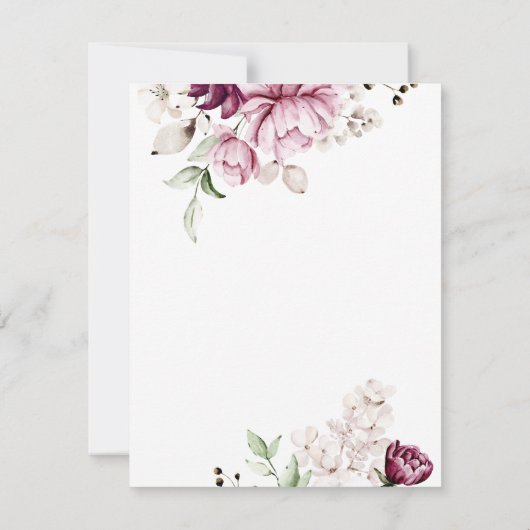 Invitation Aquarelle Violet Fleurs Dîner de répétition (Dos)