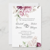 Invitation Aquarelle violet Fleurs Mariage (Devant)
