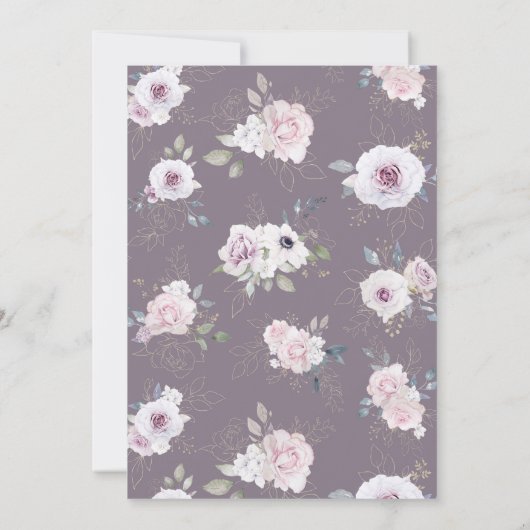 Invitation Aquarelle Violet Fleurs Première Communion (Dos)