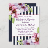 Invitation Aquarelle violet fleurs Wedding shower (Devant / Derrière)