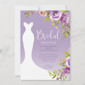 Invitation Aquarelle Violet Floral Bridal Douche (Devant)