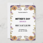 Invitation Aquarelle violet Floral Brunch Fête des Mères (Devant)