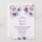 Invitation Aquarelle violet Floral Chic Peony Mariage (Devant)