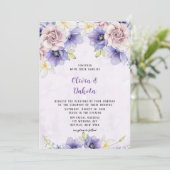 Invitation Aquarelle violet Floral Chic Peony Mariage (Debout devant)