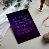 Invitation Aquarelle violet foncé Magique Mariage or