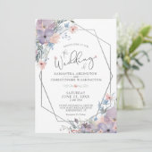 Invitation Aquarelle violet Lilac Floral Géométrique (Debout devant)