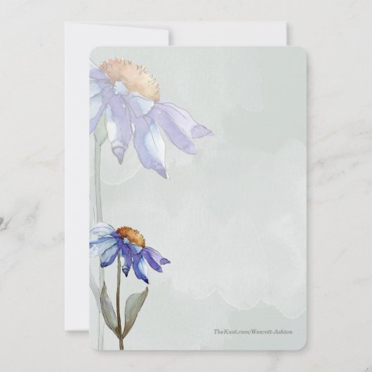 Invitation Aquarelle violet marguerite Sage vert Mariage rust (Dos)