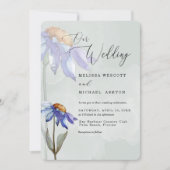 Invitation Aquarelle violet marguerite Sage vert Mariage rust (Devant)