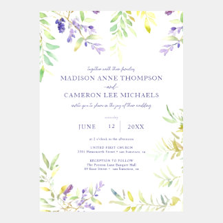 Invitation Aquarelle violet Mariage de fleurs de la Wisteria