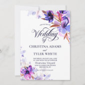 Invitation Aquarelle violet Mariage floral (Devant)