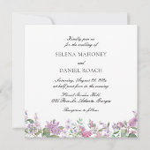 Invitation Aquarelle violet Mariage floral (Devant)