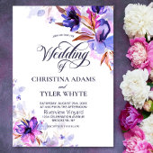 Invitation Aquarelle violet Mariage floral