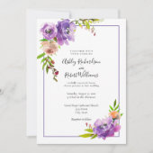 Invitation Aquarelle violet Mariage floral violet (Devant)