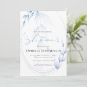 Invitation Aquarelle Violet pâle et feuillage bleu poussiéreu (Debout devant)