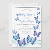 Invitation Aquarelle Violet Papillons Baby shower points (Devant)