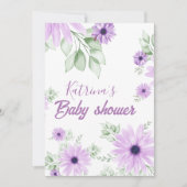 Invitation Aquarelle violet personnalisée Floral Magnétique (Devant)