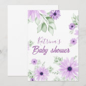 Invitation Aquarelle violet personnalisée Floral Magnétique (Devant / Derrière)